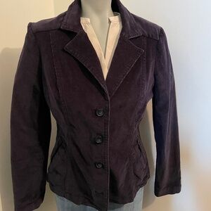 St. Johns Bay blazer long sleeve corduroy cotton blue womens small